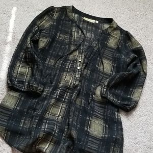 Plaid Semi-Sheer Blouse